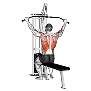 Animated demonstration of the cable pulldown (pro lat bar)